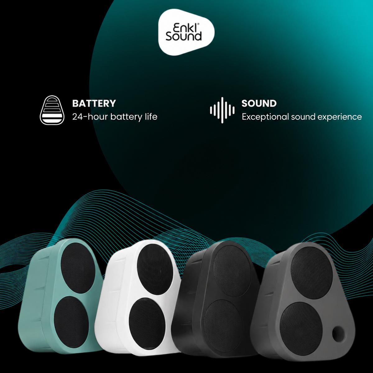 Enkl Sound ES2 - BATTERY: 24-hour battery life. SOUND: Exceptional sound experience.